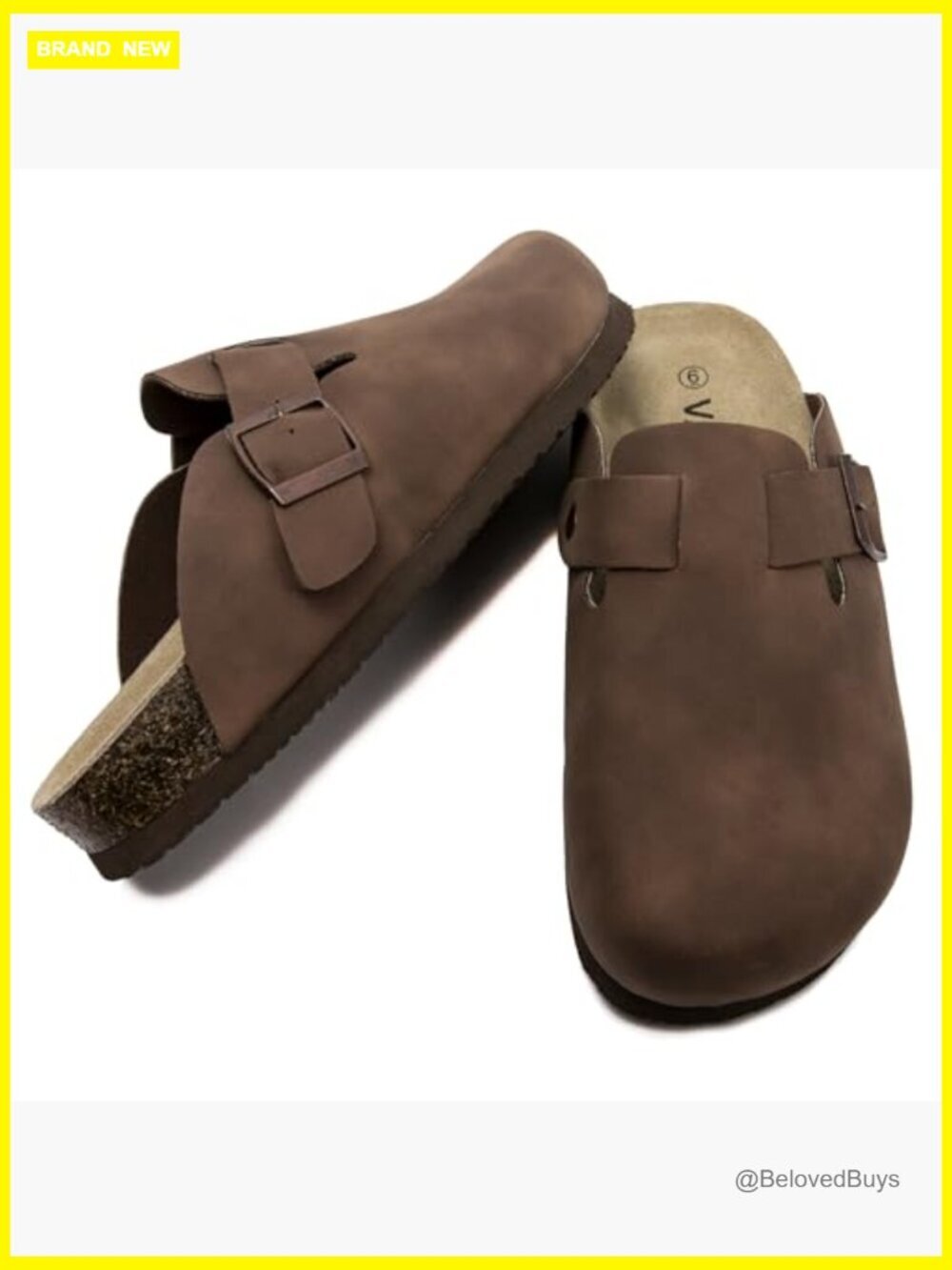 Suede Clogs with Cork Footbed Arch Support Slip On Mules - Picture 5 of 7